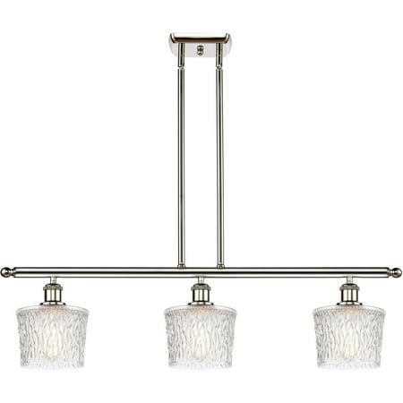 

Polished Nickel Tone Island Lighting 36 Wide Clear Glass Steel/Cast Brass Medium Base 3 Light Fixture