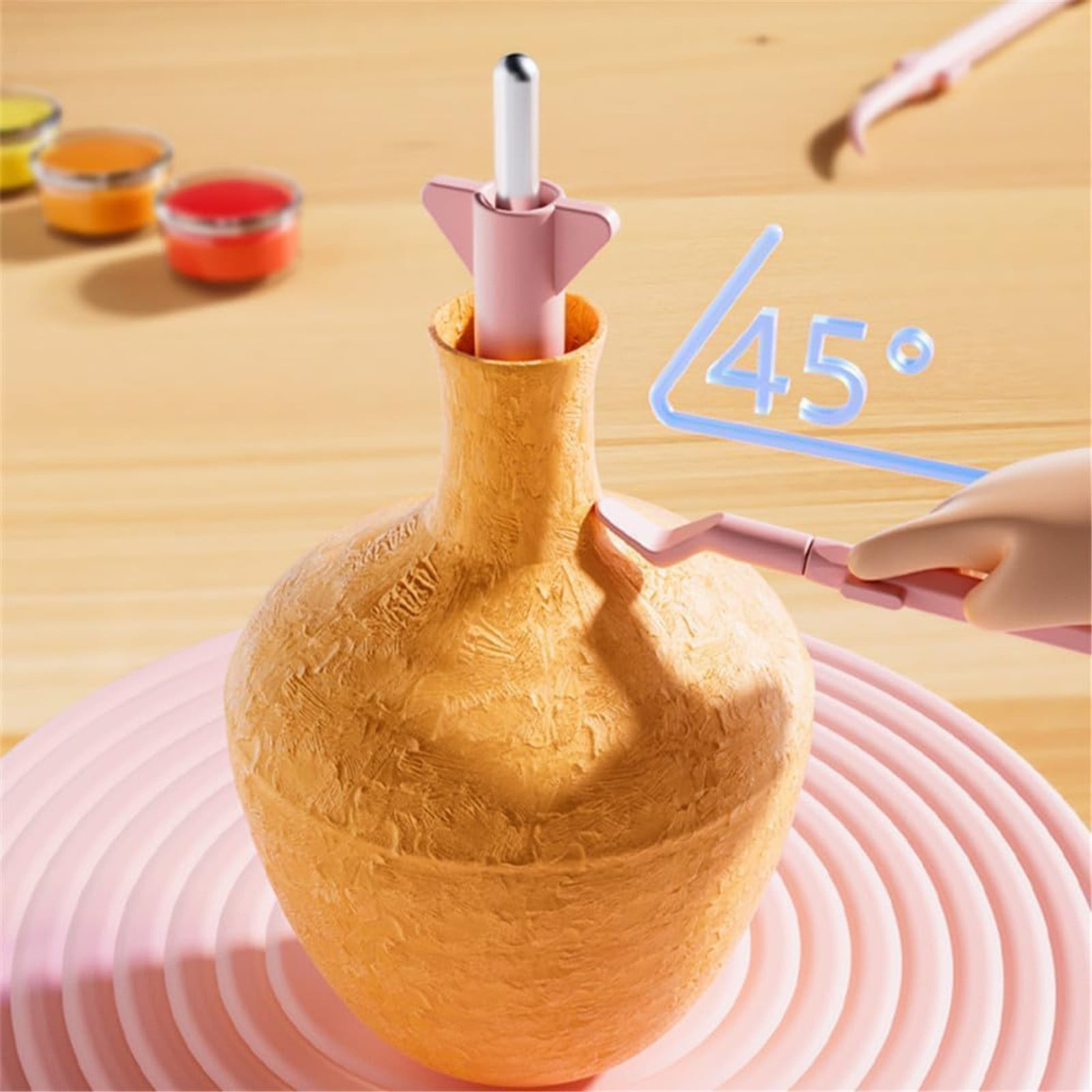 BJBSJSZ Mini Pottery Wheel for Kids - DIY Kids Pottery Wheel Kit, Mini Pottery Wheel Set, Mini Pottery Wheel, Carving Tools and Aprons