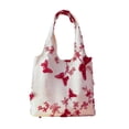 thumbnail image 2 of Bolso de viaje informal con doble asa, elegante bolso de hombro para gimnasio, verano y viajes. Blanco Rojo, 2 of 9