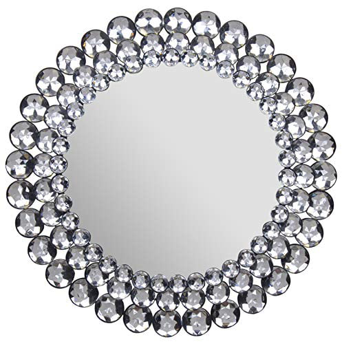 17 x 17 Everly Hart Collection Round Jeweled Accent Mirror 