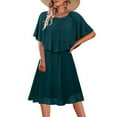 thumbnail image 5 of Rutainlusire Dresses for Women Under $10, Women's Summer Solid Color Sleeveless Capelet Sleeve Flowy Knee Length Dresses, 5 of 8
