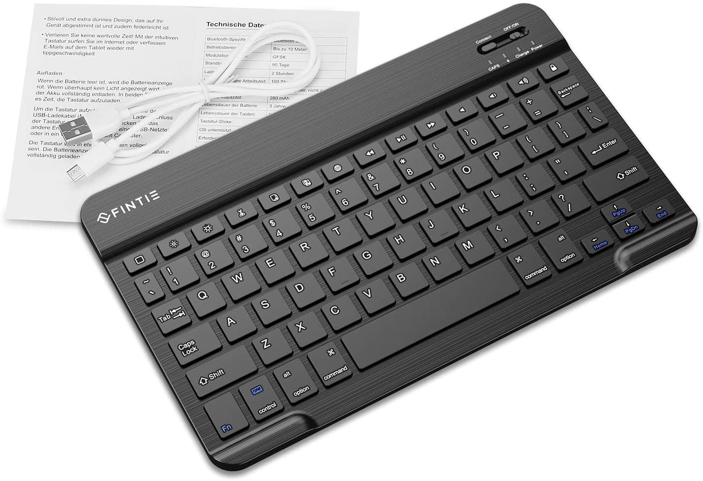 Fintie 10.5-Inch Ultrathin (4mm) Wireless Bluetooth Keyboard for iPad Air 4th Gen 10.9", iPad 10.2", iPad Air 3rd Gen 10.5"/Air 2/Air, iPad Pro 11/Pro 10.5/Pro 9.7, iPad 9.7 Inch, iPad 2/3/4, Black