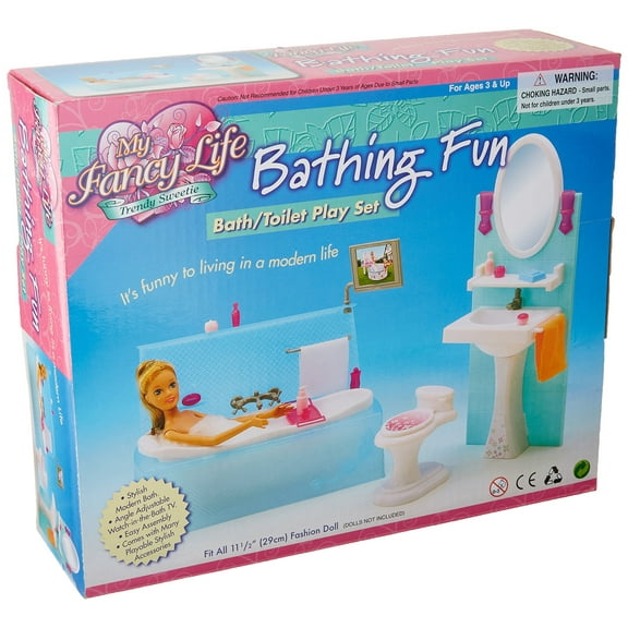 My Fancy Life Dollhouse Furniture - Bathing Fun with Bath Tub and Toilet Playset BATHROOM