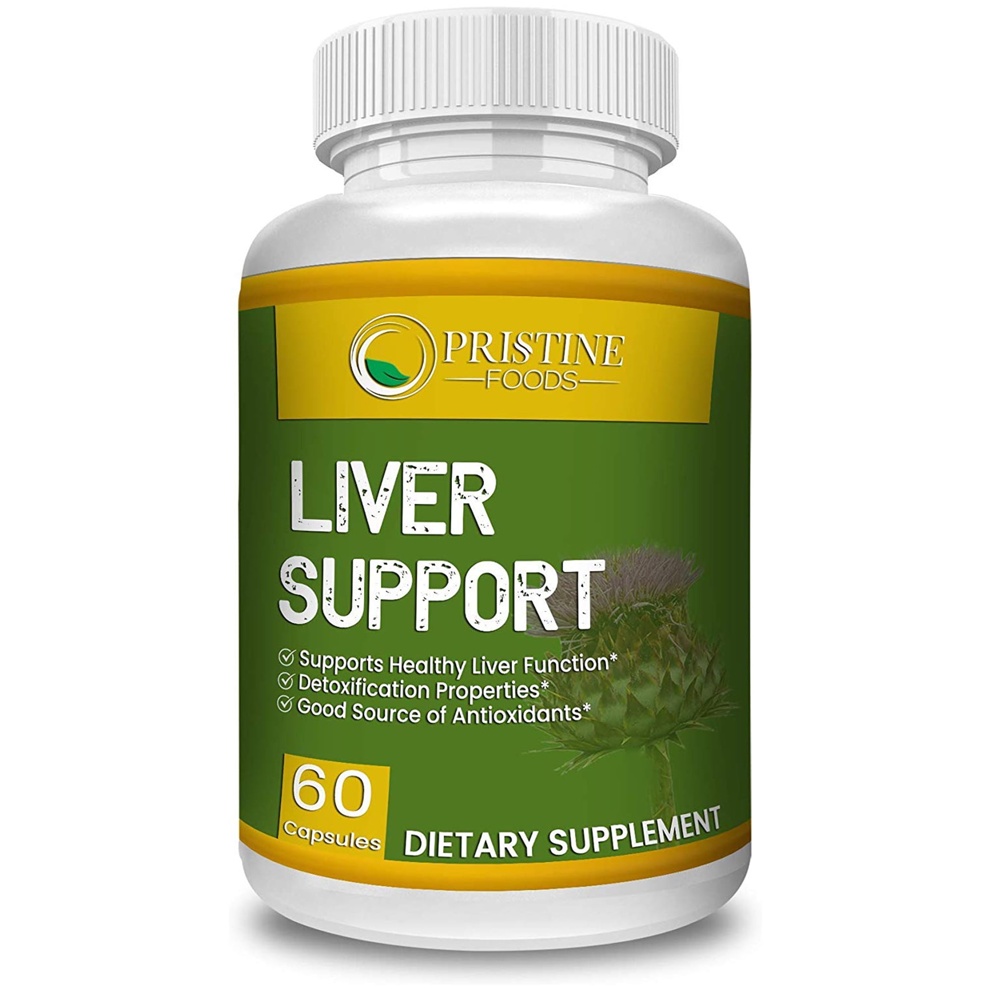Pristine Food's Liver Supplement with Milk Thistle Artichoke Dandelion Root Support Healthy Liver Function for Men and Women Natural Detox Cleanse 60 Capsules