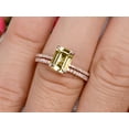 thumbnail image 4 of Bridal Ring 2 Carat 7x5mm Emerald Cut Champagne Diamond Moissanite Wedding Set Engagement Ring On 10k Rose Gold Anniversary Gift Glaring Staggering Ring, 4 of 5
