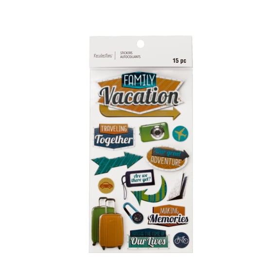 12 Pack: Family Vacation Dimensional Stickers by Recollections