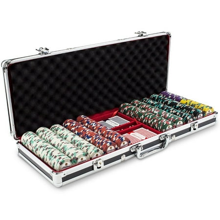 Poker Chips Set, 500ct Texas Holdem Travel Poker Chip Case Set,  (Best Texas Holdem Tips)