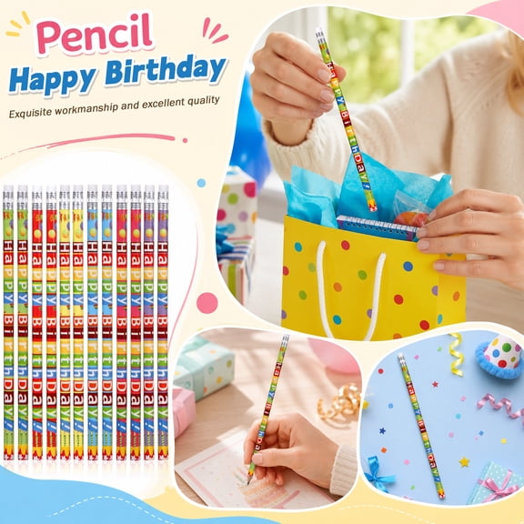 Clearance! Birthday Pencils, Happy Birthday Pencils, 12 Pack, Birthday Party Favor, for Goodie Bags Classroom Rewards, Kids Gifts