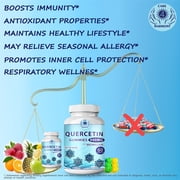 Quercetin Gummies - Quercetin with Bromelain Vitamin C + Zinc Vitamin D3 – Chewable Quercetin 900mg Supplements - Quercetin for Kids and Adults