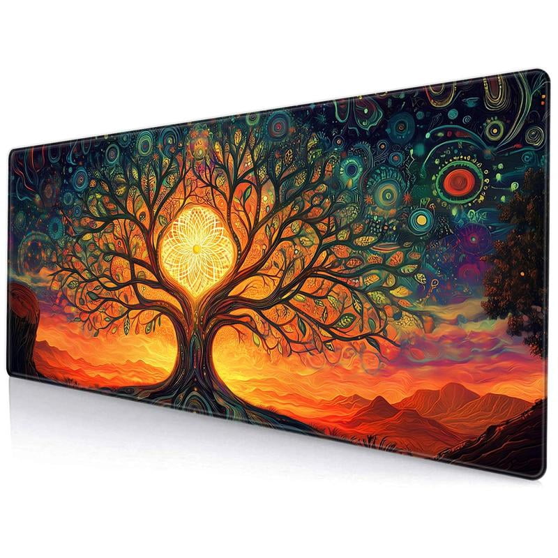HELLOYOUNG Wood Grain Mouse Pad, Rectangular Gaming Mouse Mat, Non-Slip Rubber Base, Large Desk Pad for Keyboard and Mouse, Waterproof Surface for Home Office & Game Room