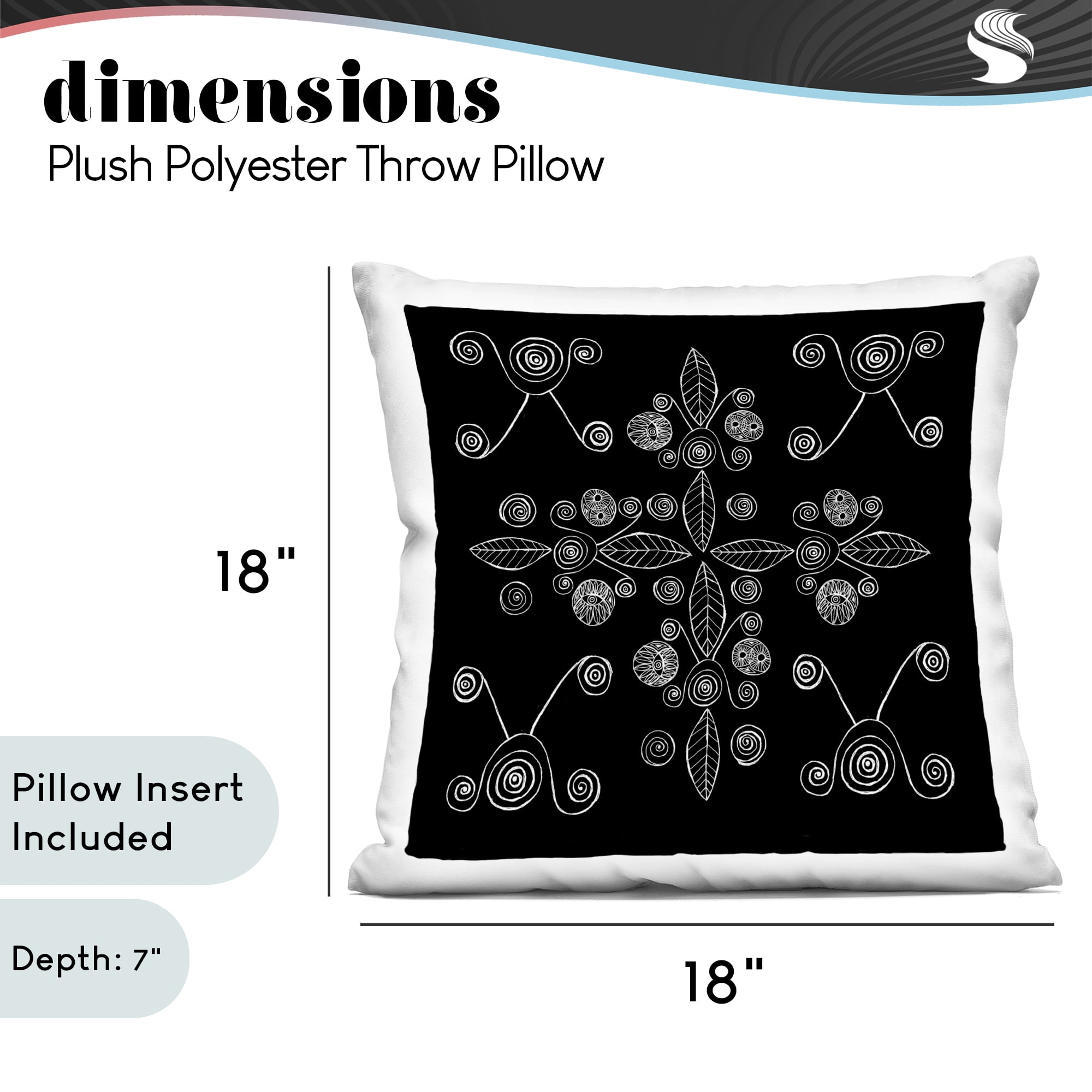 Stupell Industries Geometrics & Leaf Fractals Decorative Printed Throw Pillow, design by El Perkin