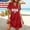 Red, variant on Plus Size Summer Dresses for Women Midi Cap Sleeve USA Flag Print Flowy Tshirt Dress Fall Loose Casual V-Neck Beach with Pockets Red Sundresses 3XL