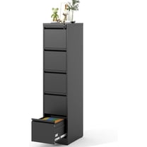 File Cabinet, Vertical File Cabinets with Lock for Home Office,Heavy Duty Office Steel Filing Cabinet for Hanging Letters/Legal/A4, Assembly Required (Black, 5 Drawers)