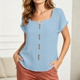 thumbnail image 5 of LIaqionyy Womens Cotton Linen Tops Lightweight Casual Loose Work Blouses Short Sleeve Summer Vacation Shirts, 5 of 8