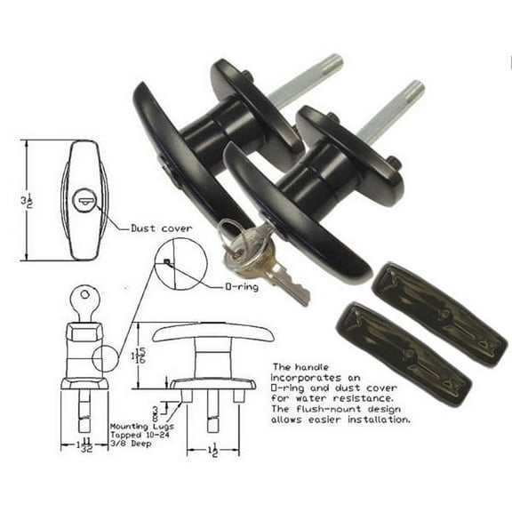 Gordon Glass® Truck Cap T-Handles for Statewide Cap Doors with Dust Cover - Pair