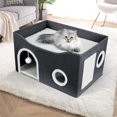 thumbnail image 5 of Niubya Indoor Cat Large Cat Bed Cave with Fluffy Ball and Scratch Pad,Foldable CatHouses & Condos,, 5 of 8