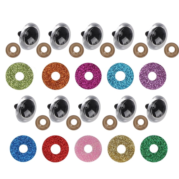 Mgaxyff Safety Eyes,Doll Accessories,Safety Eyes with Colorful Glitter Washer Accessories for Puppet Toy Stuffed Animals Dolls