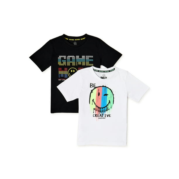 Smileyworld Boys Graphic T-Shirt, 2-Pack, Sizes 4-7