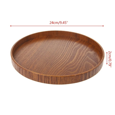 

HLGDYJ Natural Wooden Round Plate Tea Fruit Food Bakery Serving Tray Dishes Platter New