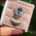 thumbnail image 2 of 2PCS/Set Women Vintage Oval Cut Natural Aquamarine Ring Set Size 5-12, 2 of 3