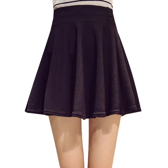 Women's Black and White Basic Multifunctional Elastic Horn Casual Mini Skating Skirt Lining Pleated Skirt