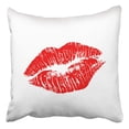 thumbnail image 1 of RYLABLUE Red Lipstick Kiss On White Realistic Image Trace Pillowcase Cover Cushion 18x18 inch, 1 of 1
