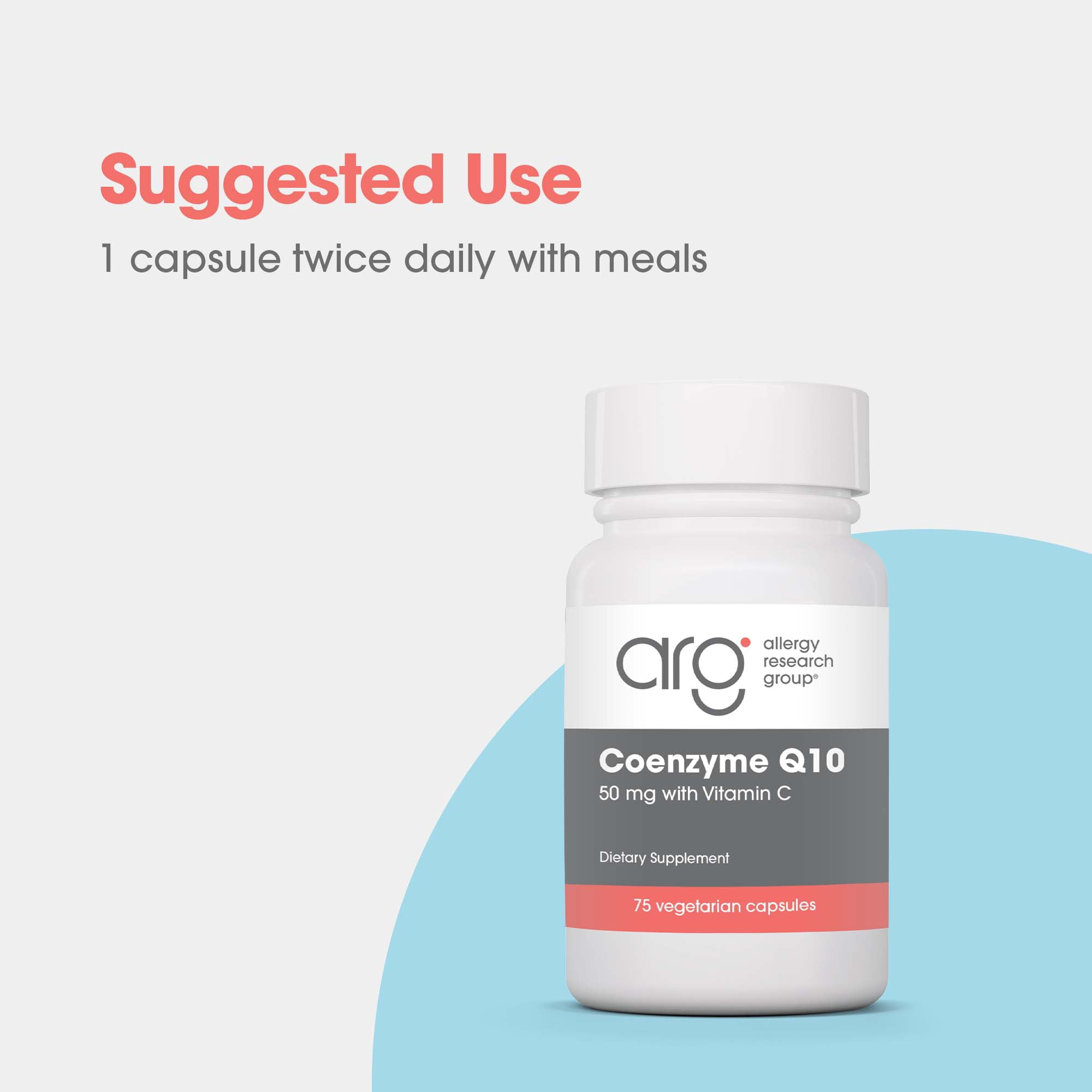 ARG Coenzyme Q10 - Delivers 50 mg CoQ10 with Vitamin C - Supports Cellular Energy Production, Antioxidant Activity & Heart Wellness - 37 Servings - 75 Vegetarian Capsules