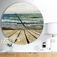 thumbnail image 2 of DesignArt Wooden Pier in Waving Sea Large Wall Clock, 2 of 2