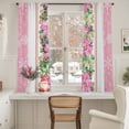 thumbnail image 3 of Pink Christmas Sheer Curtains 63 Inches Long, Poinsettia Botanical Snowflake Light Filtering Window Curtains for Living Room/Bedroom, Rod Pocket Voile Sheer Curtain Drapes, 52"W x 63"L, 2 Panels, 3 of 9