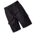 thumbnail image 3 of Pantalones cortos deportivos negros con cierre de cordón, ideales para uso diario, talla XL, pantalones cortos de verano con cintura elástica para hombre, 3 of 8