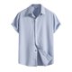 thumbnail image 1 of Men's Spring Summer Casual Solid Color Short Sleeve Shirt Loose Turn-down Collar ShirtL, 1 of 3