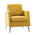 thumbnail image 2 of Single Sofa Chair, Upholstered Tufted Accent Chair with Golden Metal Legs, Comfy Armchair Club Chair Reading Chair with Paded Seat, Modern Leisure Chair for Living Room Bedroom Aparement, Mustard, 2 of 7