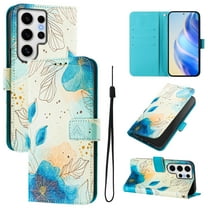 TECH CIRCLE for Samsung Galaxy Note 20 Ultra Case 6.9" (2020 Release), Cute Cartoon Flip Wallet Case with Lanyard, Built-in Card Slots & Stand Function, Portable Lightweight Slim Cover, Blue Flower