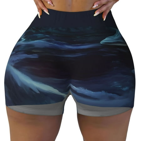 Workout Shorts Women  Aurora Iceberg Seal A Biker Shorts for Women Running Gym Spandex Shorts Tummy Control
