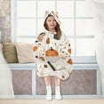 thumbnail image 7 of FORMRS Wearable Blanket Hoodie with Sleeves for Kids Cozy Flannel Sweatshirt, Hand Drawn Pumpkin, 7 of 7