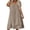 Khaki, variant on Women's Effortless Everyday Casual Dress – Loose Fit Short Sleeve Solid Color Layered Neck Midi Dress with Ruffle Detail, Knee-Length for Summer, for Beach, Travel & Vacation Outfits
