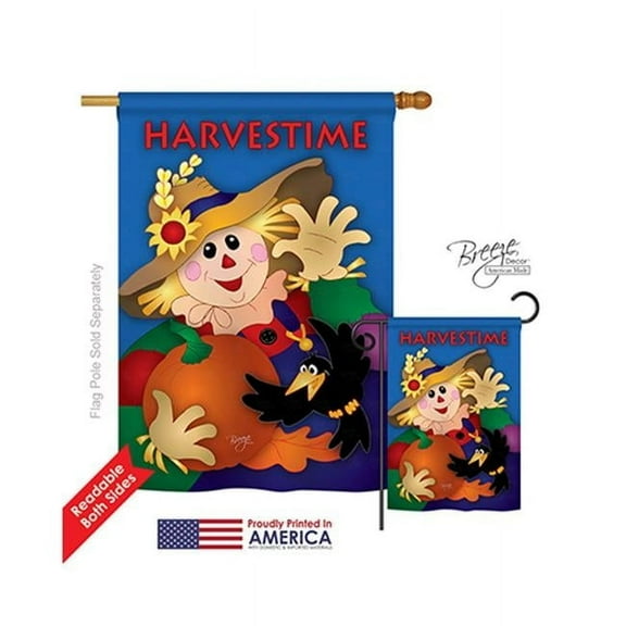 Breeze Decor 13031 Harvest & Autumn Harvestime 2-Sided Vertical Impression House Flag - 28 x 40 in.