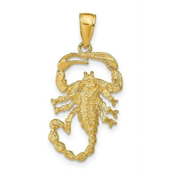 Finest Gold 14K Yellow Gold Solid Polished Open-Backed Scorpion Pendant