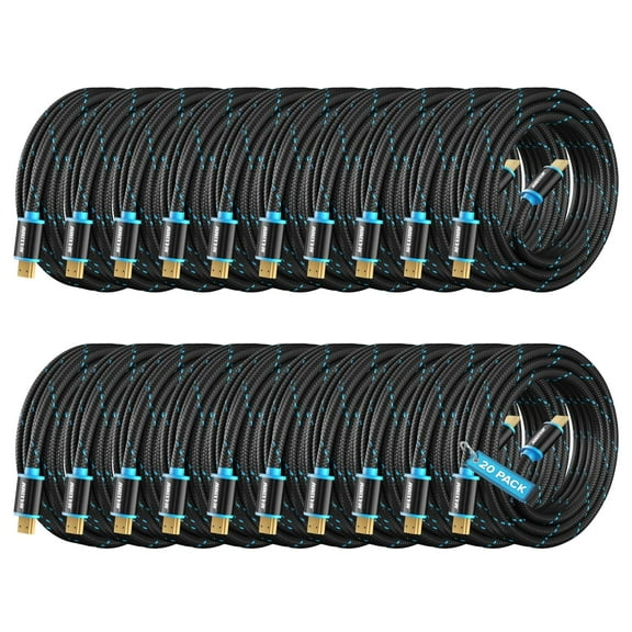 Maximm 4K HDMI Cable 20 Pack 10 Feet – High-Speed HDMI Cord 18 Gbps, Supports 4K 60Hz, Nylon Braided