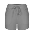 thumbnail image 7 of aidice Plus Size Womens Shorts Cotton Linen Lightweight Fitting Drawstring Side Split Solid Color Shorts, 7 of 7