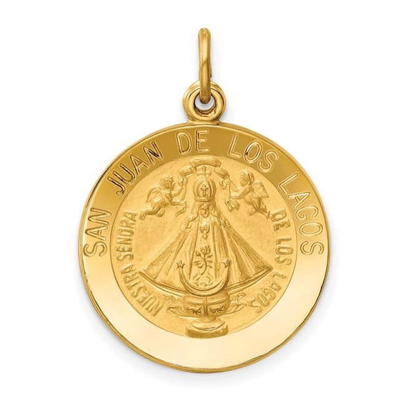 Finest Gold 14K Yellow Gold Our Lady of San Juan Medal Pendant