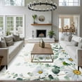 thumbnail image 4 of Spring Floral Area Rug 6x9 FT, Non Slip Living Room Throw Carpet, White Daisy Watercolor Leaves Pastoral Washable Soft Large Floor Carpet Non-Shedding Rug for Bedroom Dining Room Play Room, 4 of 9
