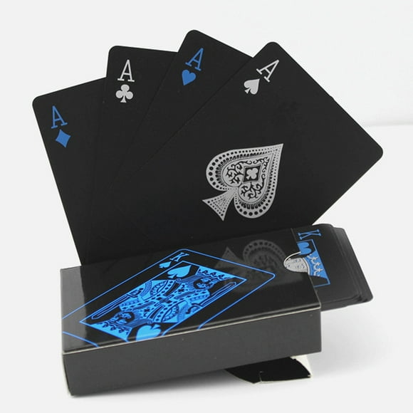 54pcs PVC Poker Étanche Cartes à Jouer Noires Cadeau Créatif Cartes de Jeu de Poker Pratiques