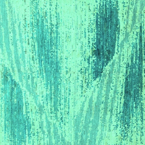 Ahgly Company Machine Washable Indoor Square Abstract Turquoise Blue Modern Area Rugs, 5' Square