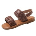 thumbnail image 5 of Girls Dress Sandals for Toddler Kids 2025 Summer Fashion Braided Leather Open Toe Flats Dressy Sandals, 5 of 6
