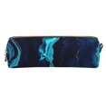 thumbnail image 2 of Ratiio Blue Marble And Gold Pattern Leather Pencil Case, Pencil Pouch with Durable Zipper, Compact and Stylish Organizer for Stationery, Art Supplies, Travel Essentials, 2 of 8