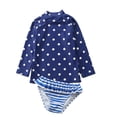 thumbnail image 2 of HAWEE Little Girls Two Pieces Rash Guard Swimsuit Set Long Sleeve Print Bikini Bathing Suit UPF50+ Beach Swimwear, 2 of 4