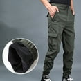 thumbnail image 5 of HaoXianJian Men's Winter Fleece Lined Pants with 6 Pocket Working Pants Drawstring Elastic Waist Warm Pants for Men Running Workout Gym Athletic Plus Size 3X 4X 5X, 5 of 8