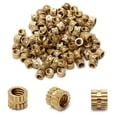 thumbnail image 1 of Wekity M4x4mm Female Thread Knurled Nuts,100PCS Hx5mm OD Brass Threaded Insert Embedment Nuts Hydraulic Welded Joint Injection Molding Assortment Kit for 3D Printing Injection Molding-0621, 1 of 5