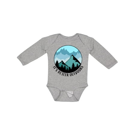

Inktastic It s Better Outdoors Mountains in Blue Boys or Girls Long Sleeve Baby Bodysuit